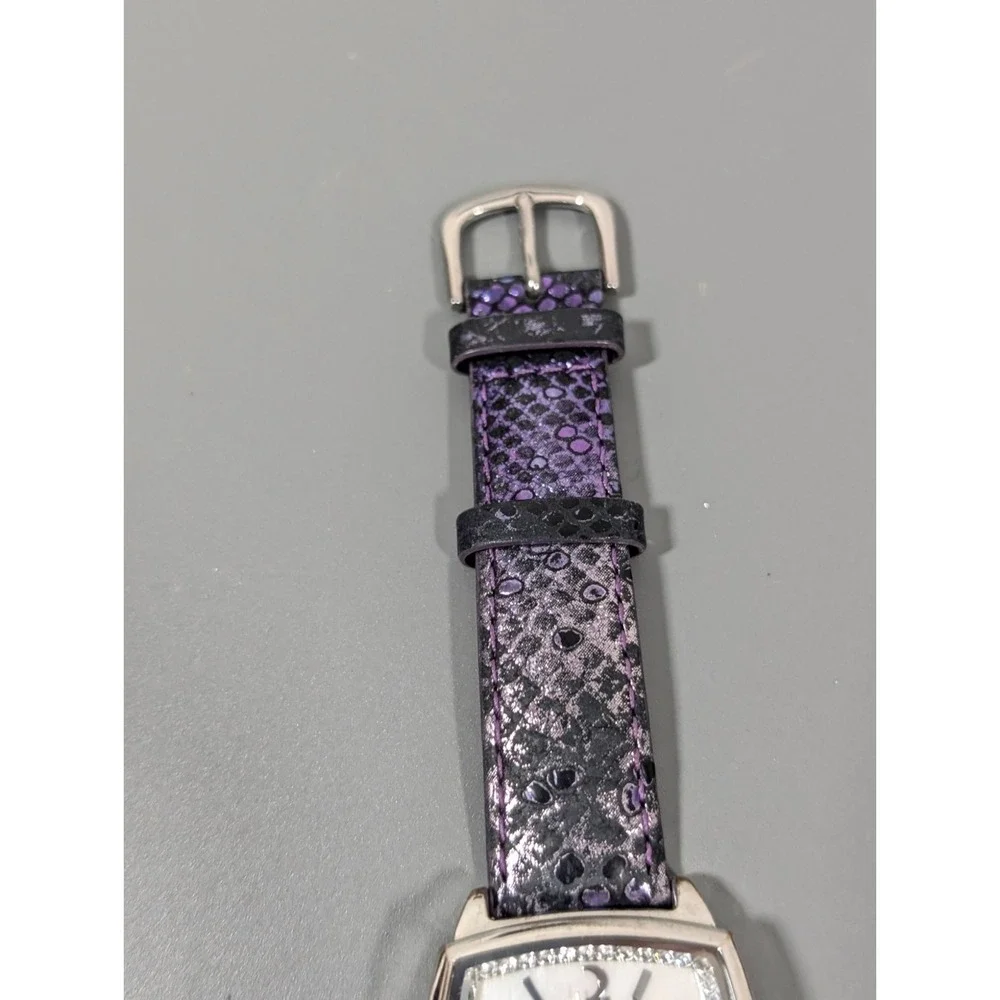 Chicos Womens Quartz Watch‎ With Rhinestone Accents & Purple Leather Strap